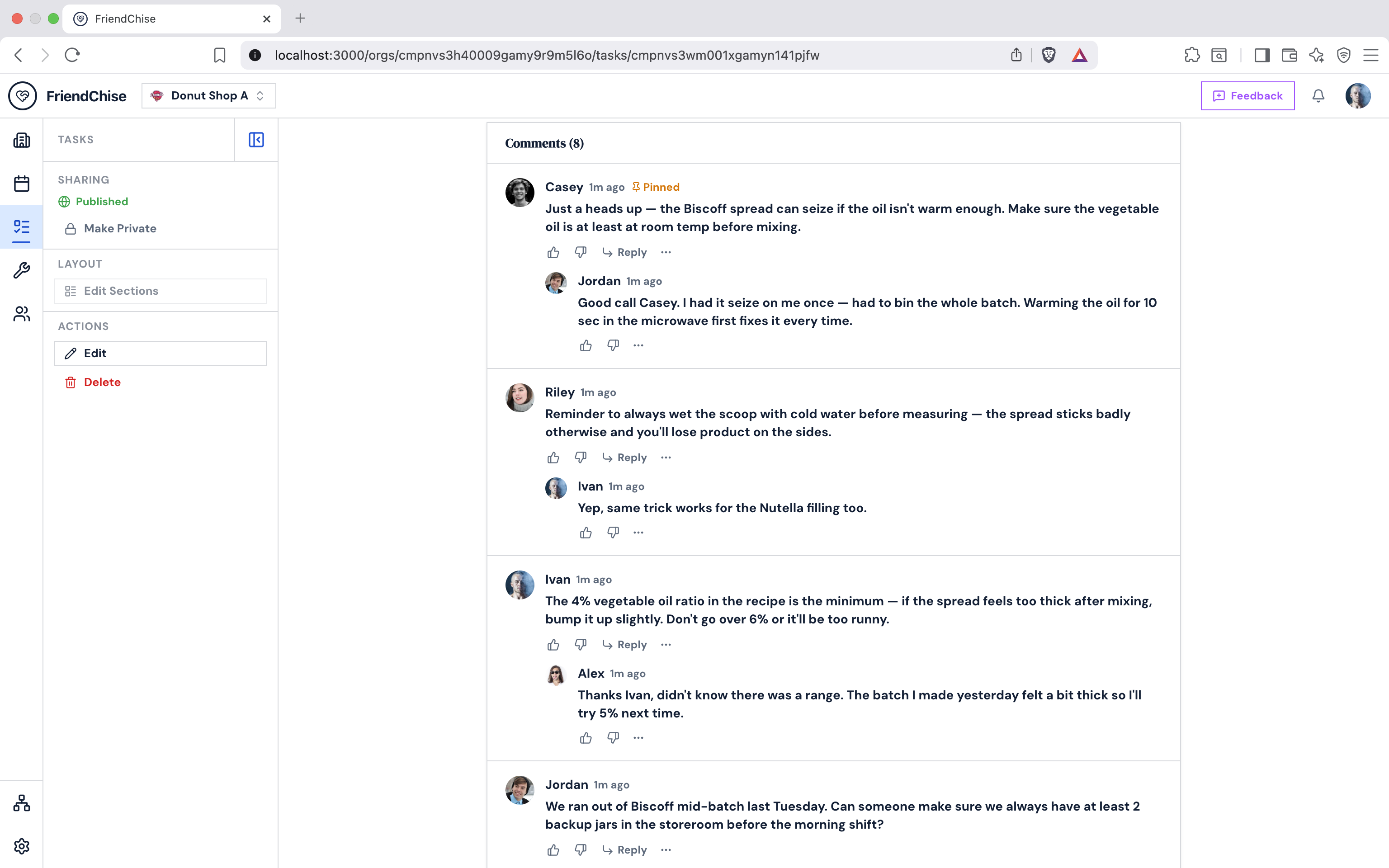 Task comments